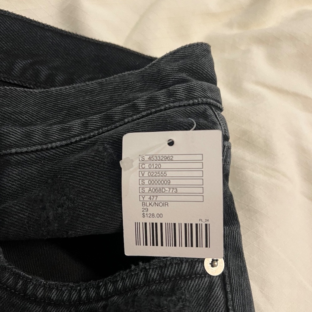 NEW WITH TAGS! ! AGOLDE Black High Rise Denim Mini Skirt - Size 29 - Picture 2 of 4